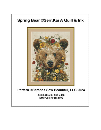 Spring Bear cross stitch pattern by Serr.Kai A Quill & Ink