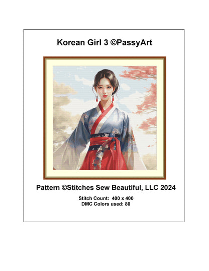 Korean Girl 3 cross stitch pattern by PassyArt