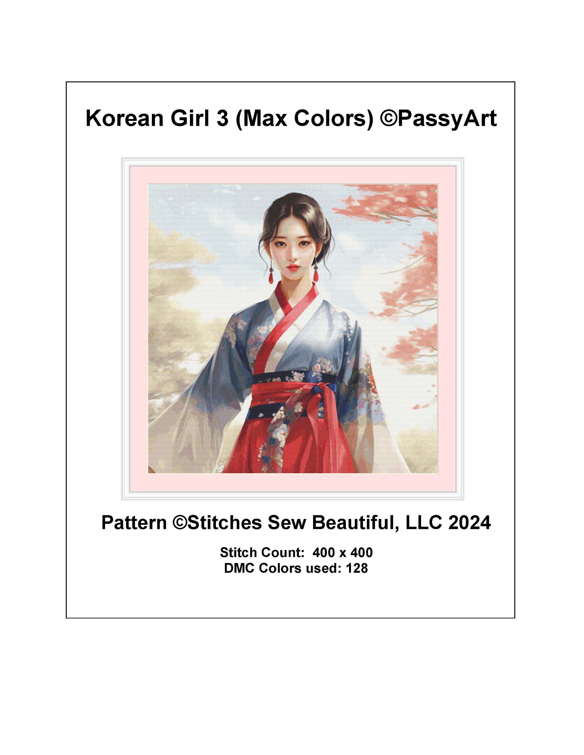 Korean Girl 3 (Max Colors) cross stitch pattern by PassyArt
