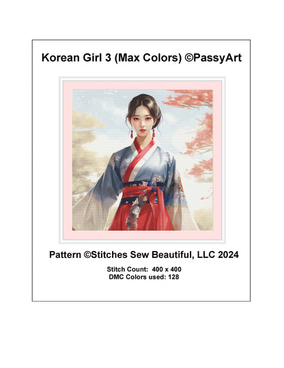 Korean Girl 3 (Max Colors) cross stitch pattern by PassyArt