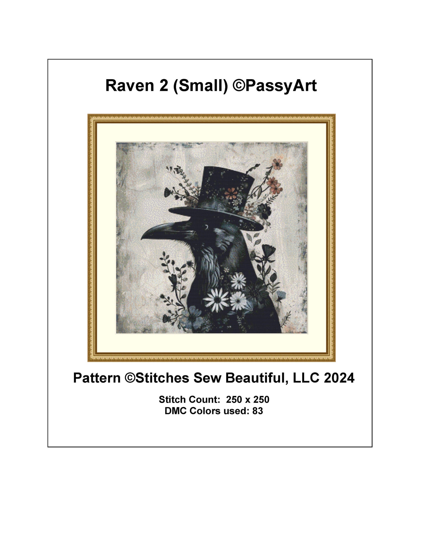 Raven 2 (Small) cross stitch pattern by PassyArt