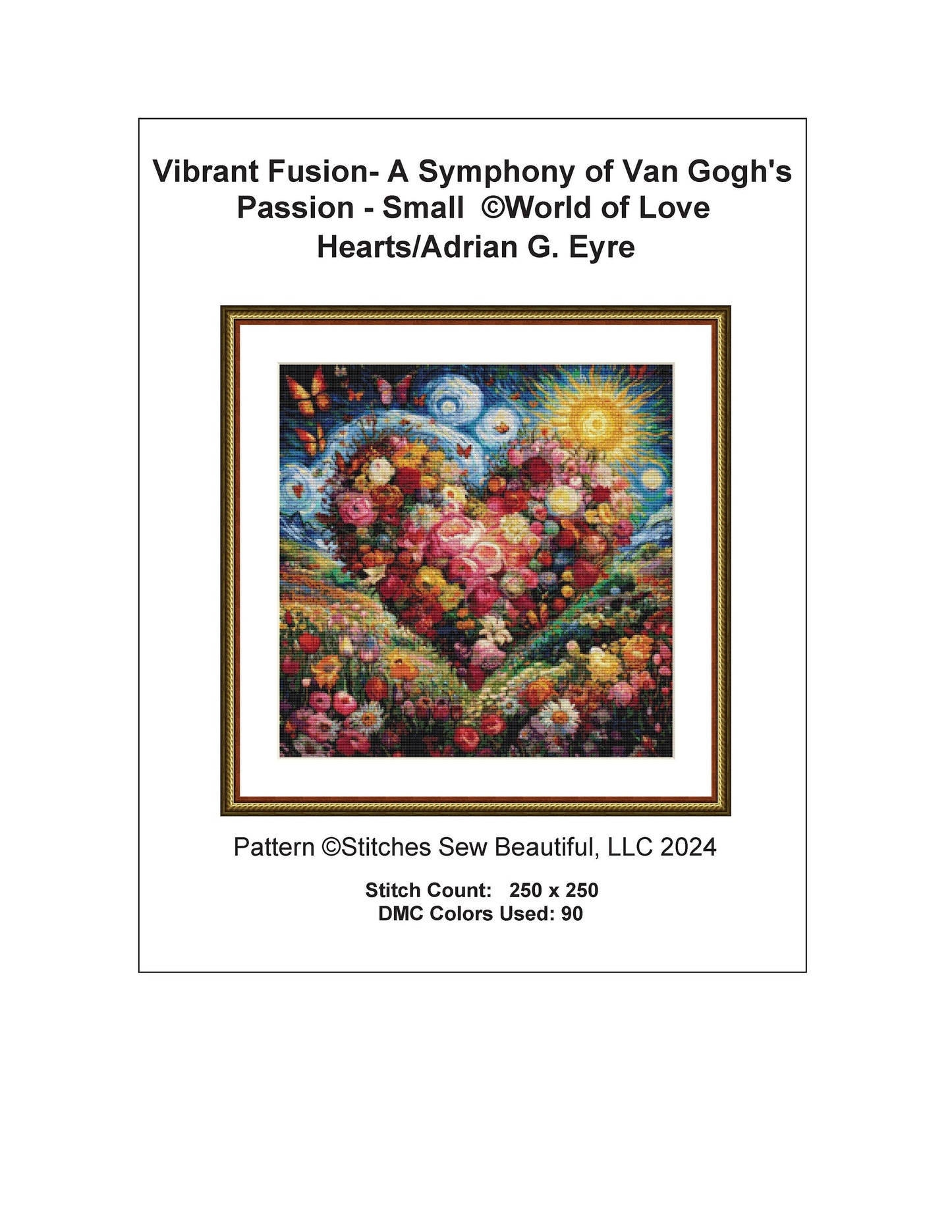 Vibrant Fusion- A Symphony of Van Gogh's Passion (Small) cross stitch pattern by World of Love Hearts/Adrian G. Eyre