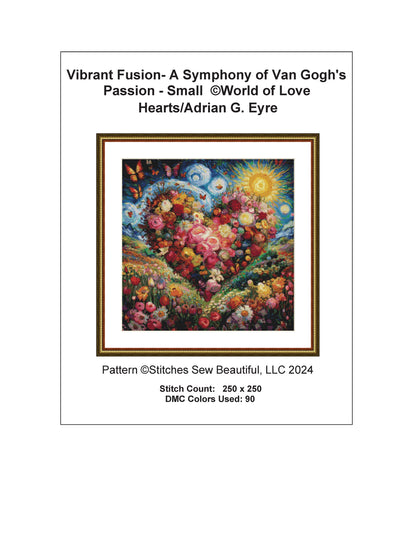 Vibrant Fusion- A Symphony of Van Gogh's Passion (Small) cross stitch pattern by World of Love Hearts/Adrian G. Eyre