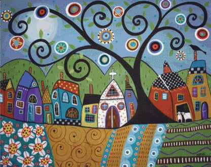 Polkadot Church cross stitch pattern by Karla Gerard