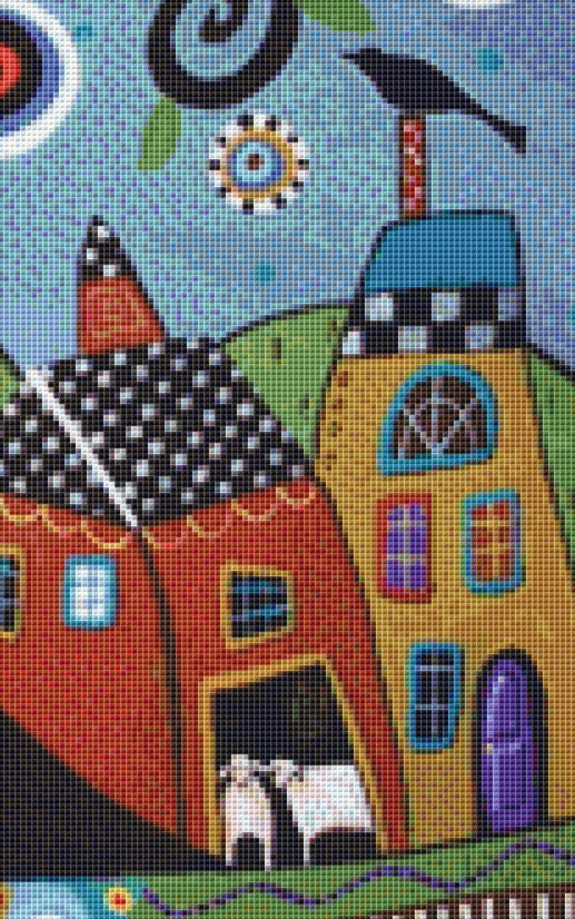 Polkadot Church cross stitch pattern by Karla Gerard