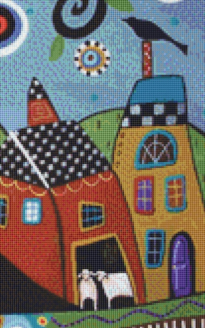 Polkadot Church cross stitch pattern by Karla Gerard