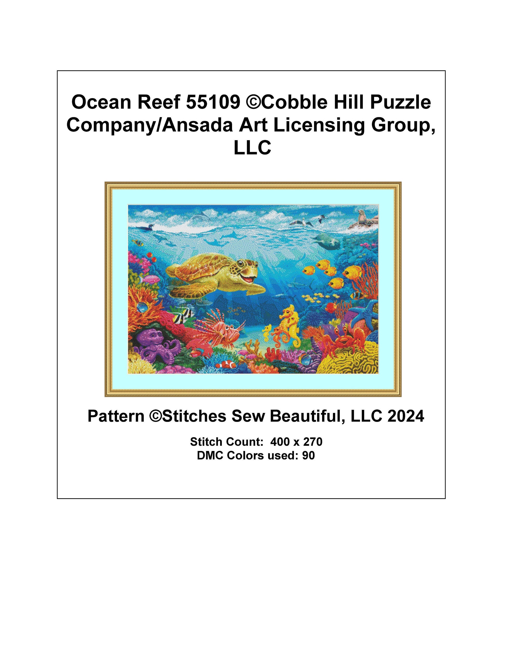 Ocean Reef 55109 cross stitch pattern by Cobble Hill Puzzle Company/Ansada Art Licensing Group, LLC.