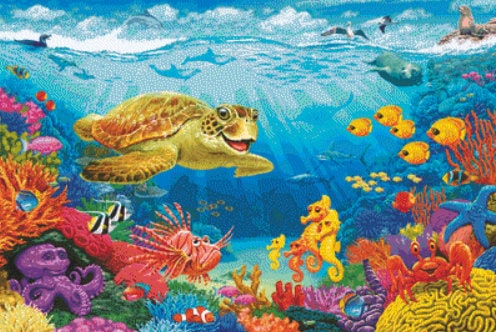 Ocean Reef 55109 cross stitch pattern by Cobble Hill Puzzle Company/Ansada Art Licensing Group, LLC.
