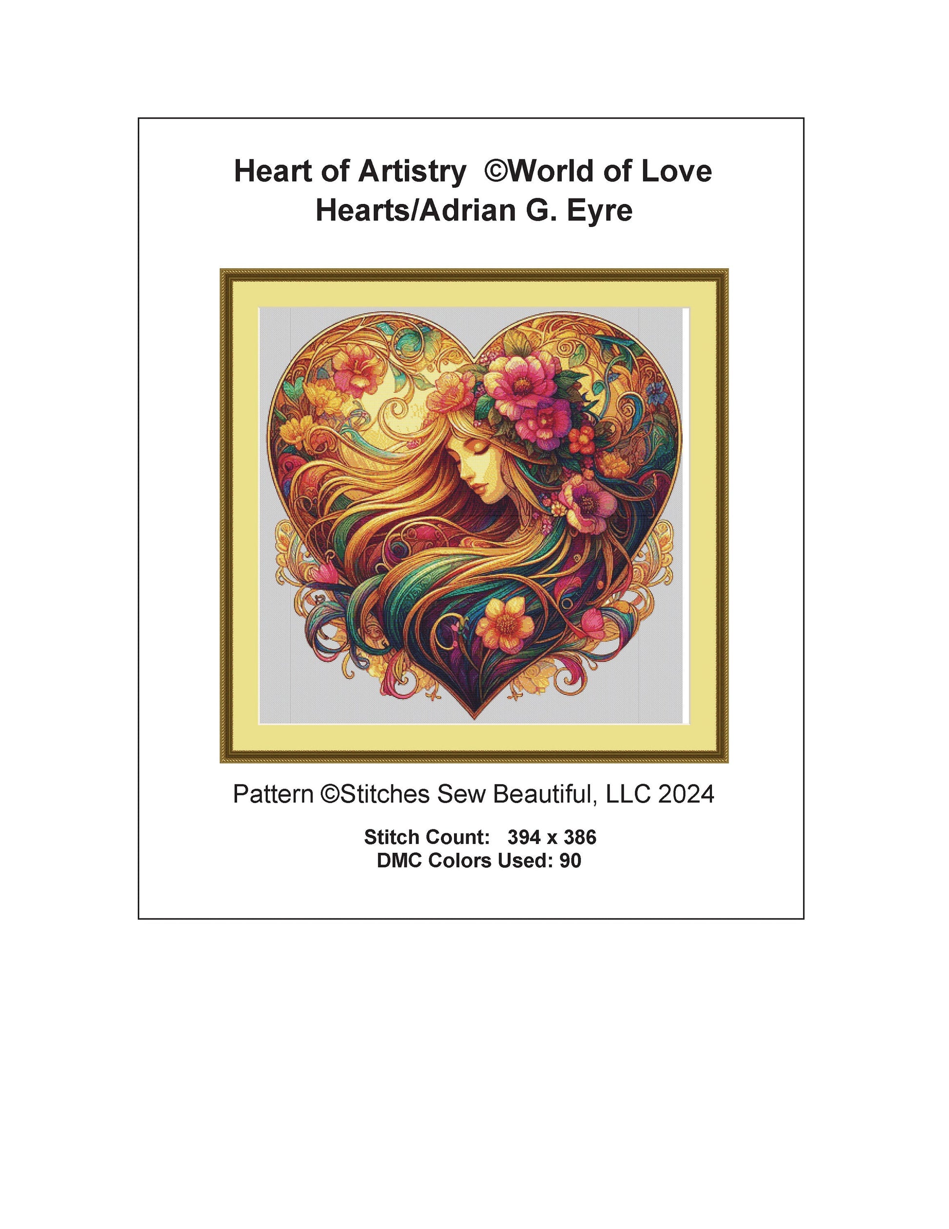 Heart of Artistry cross stitch pattern by World of Love Hearts/Adrian G. Eyre
