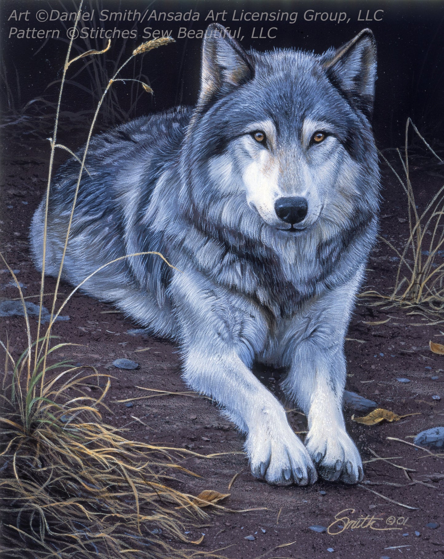 Wolf Portrait cross stitch pattern by Daniel Smith/Ansada Art Licensing Group, LLC