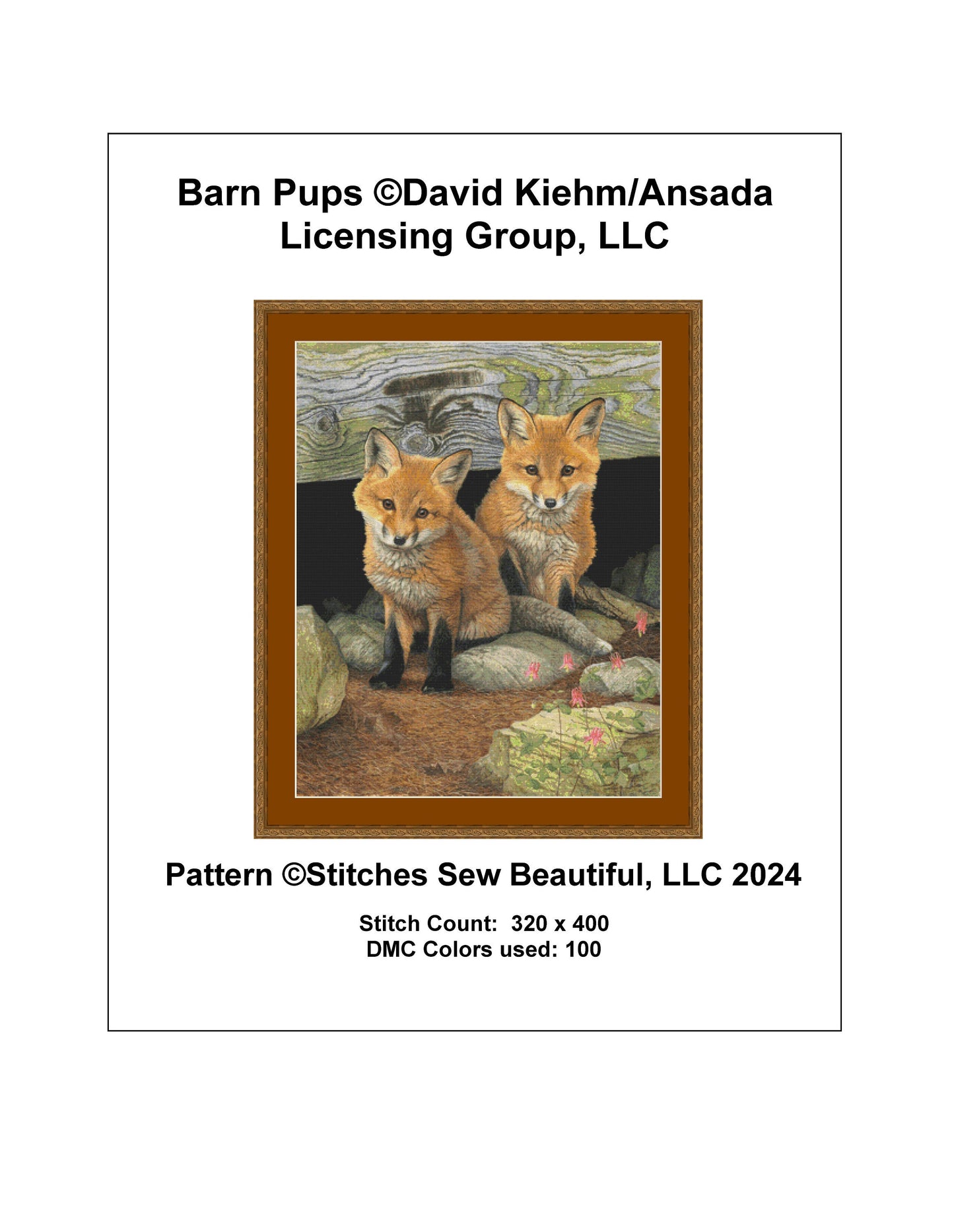 Barn Pups cross stitch pattern by David Kiehm/Ansada Art Licensing Group, LLC