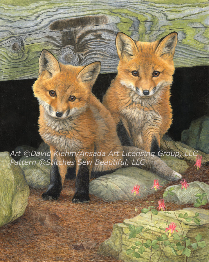 Barn Pups cross stitch pattern by David Kiehm/Ansada Art Licensing Group, LLC