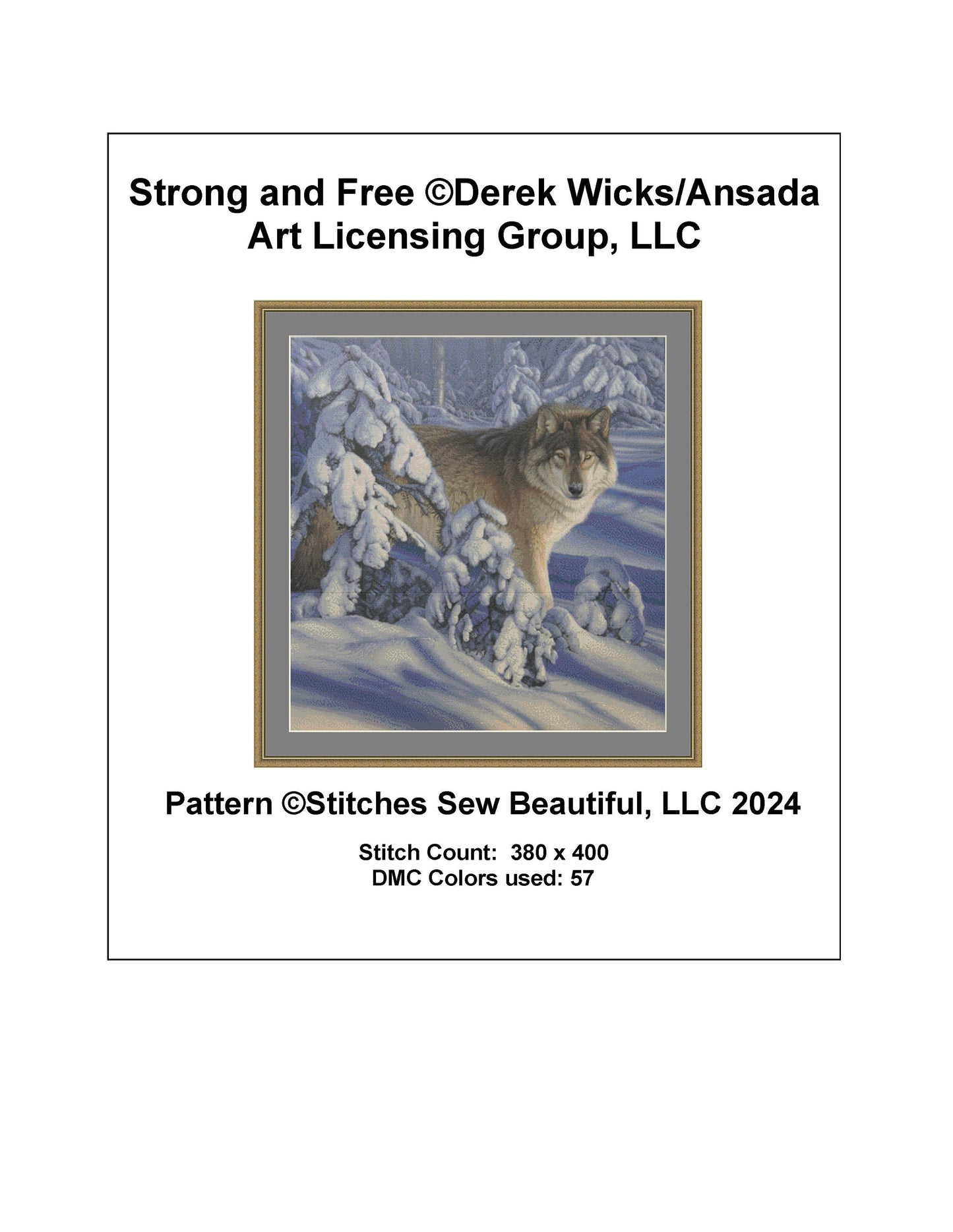 Strong and Free cross stitch pattern by Derek Wicks/Ansada Art Licensing Group, LLC