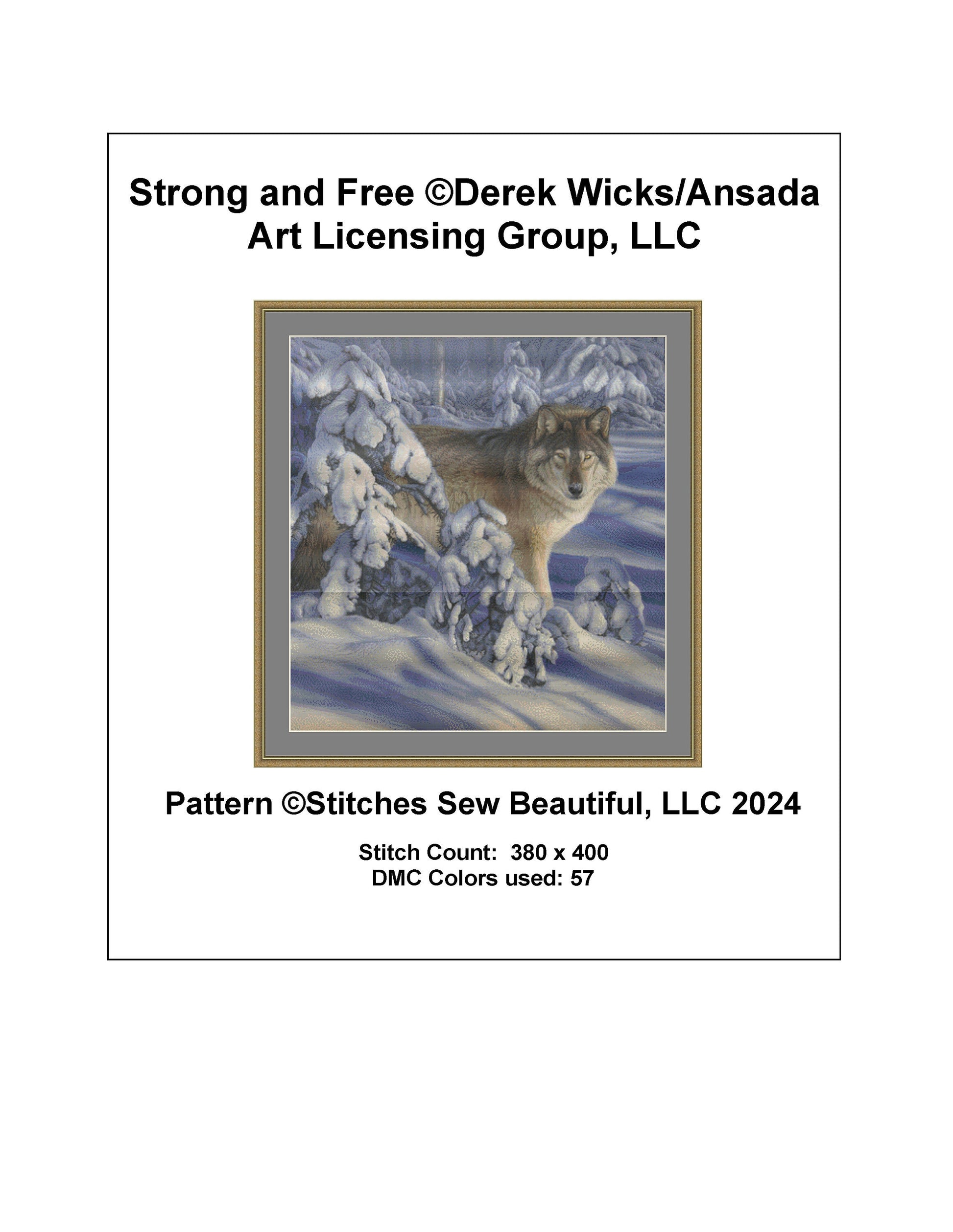 Strong and Free cross stitch pattern by Derek Wicks/Ansada Art Licensing Group, LLC