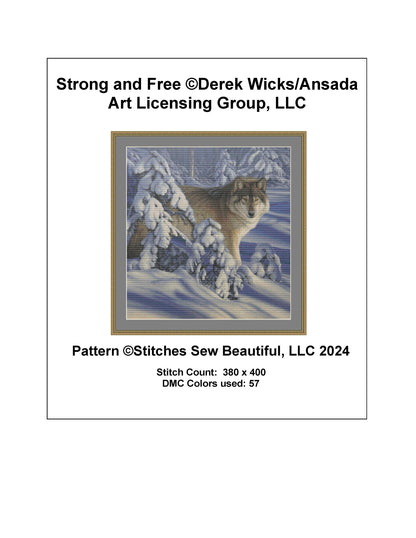 Strong and Free cross stitch pattern by Derek Wicks/Ansada Art Licensing Group, LLC