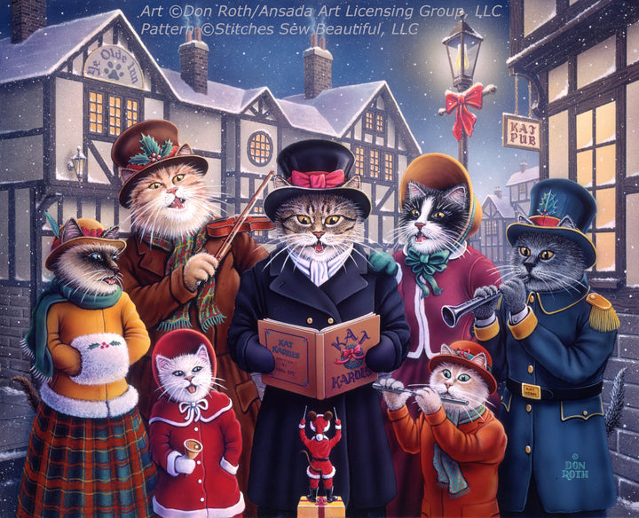 Kool Kat Carolers cross stitch pattern by Don Roth/Ansada Art Licensing Group, LLC