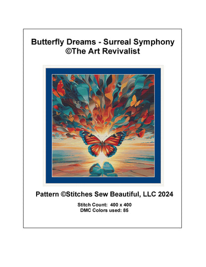 Butterfly Dreams-Surreal Symphony cross stitch pattern by The Art Revivalist