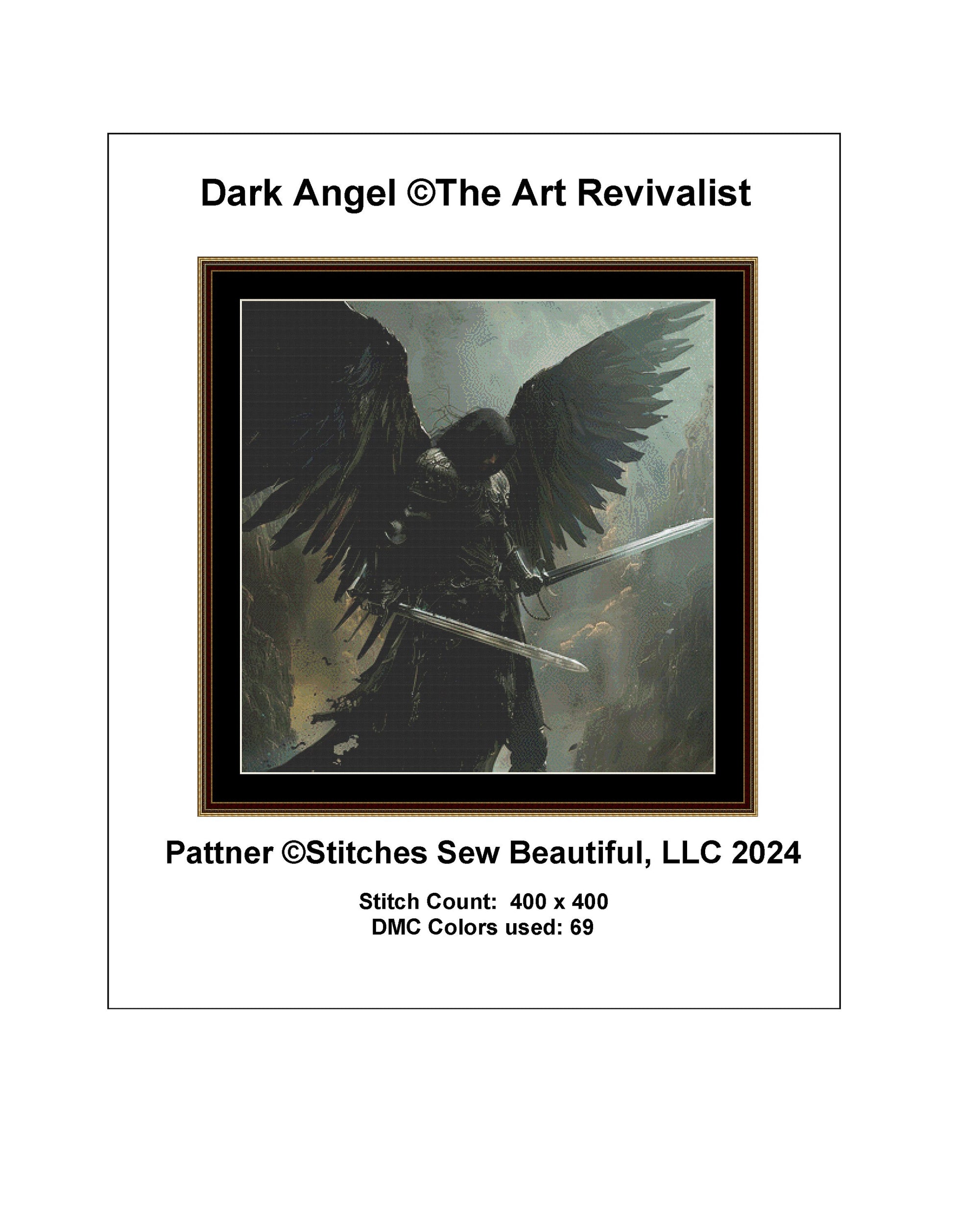 Dark Angel cross stitch pattern by The Art Revivalist