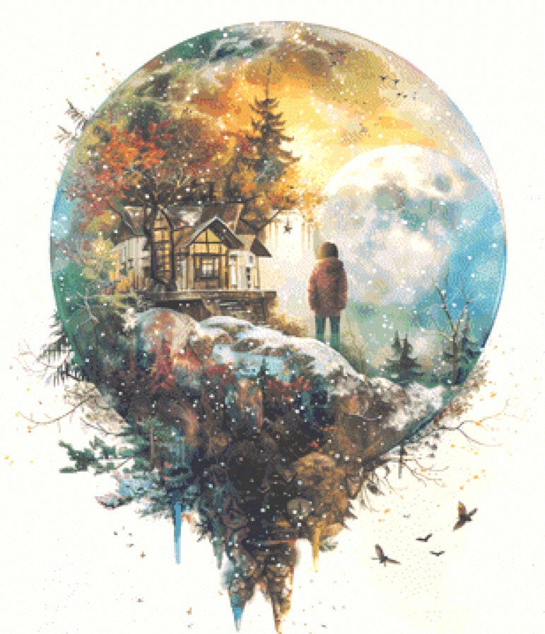 Glass Globe-Serenity cross stitch pattern by The Art Revivalist