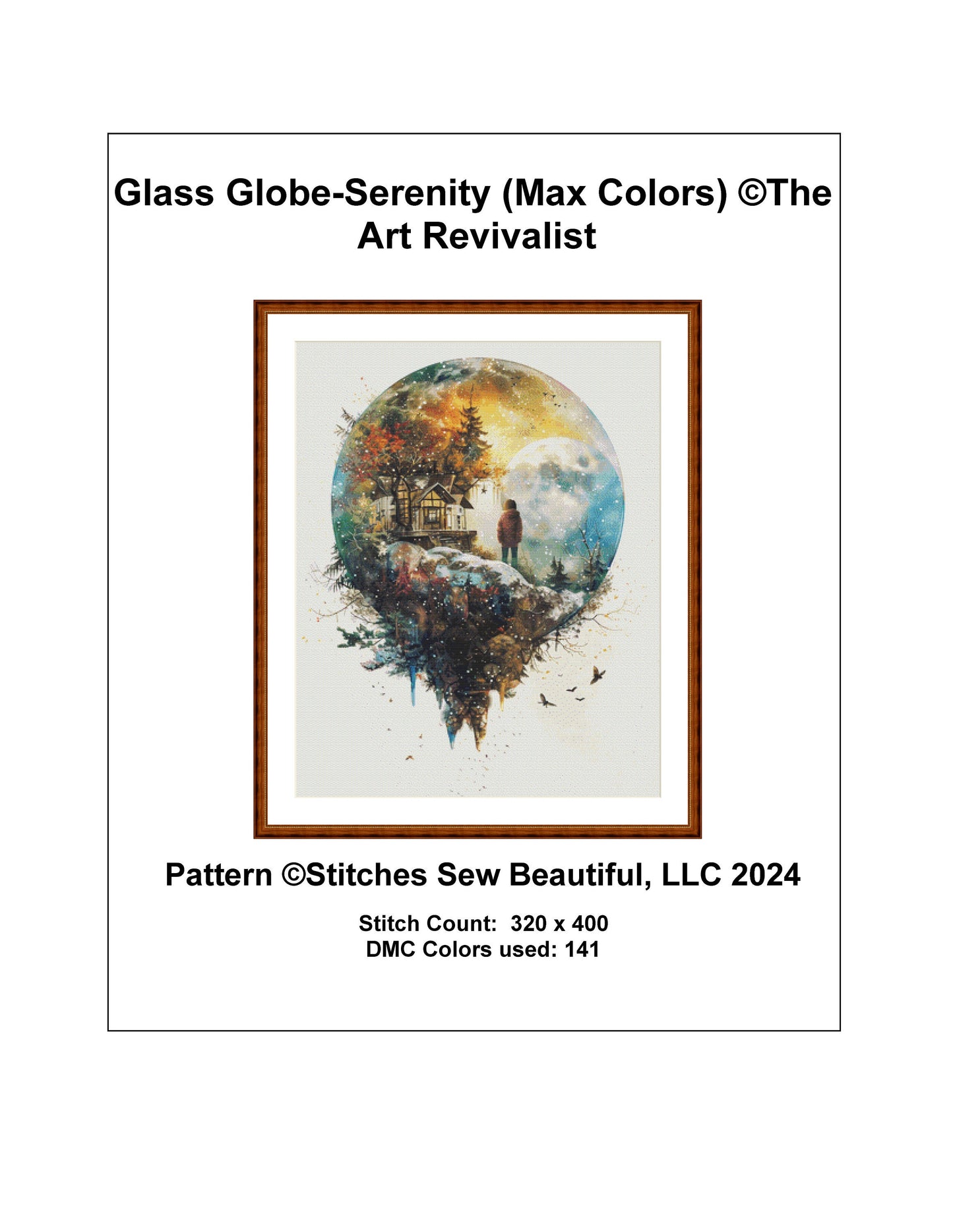 Glass Globe-Serenity (Max Colors) cross stitch pattern by The Art Revivalist