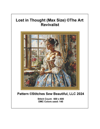 Lost in Thought (Max Size) cross stitch pattern by The Art Revivalist