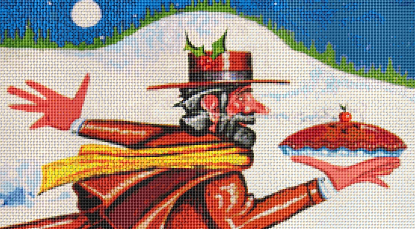 Delivering Christmas Pie cross stitch pattern by Patrick Gauthier