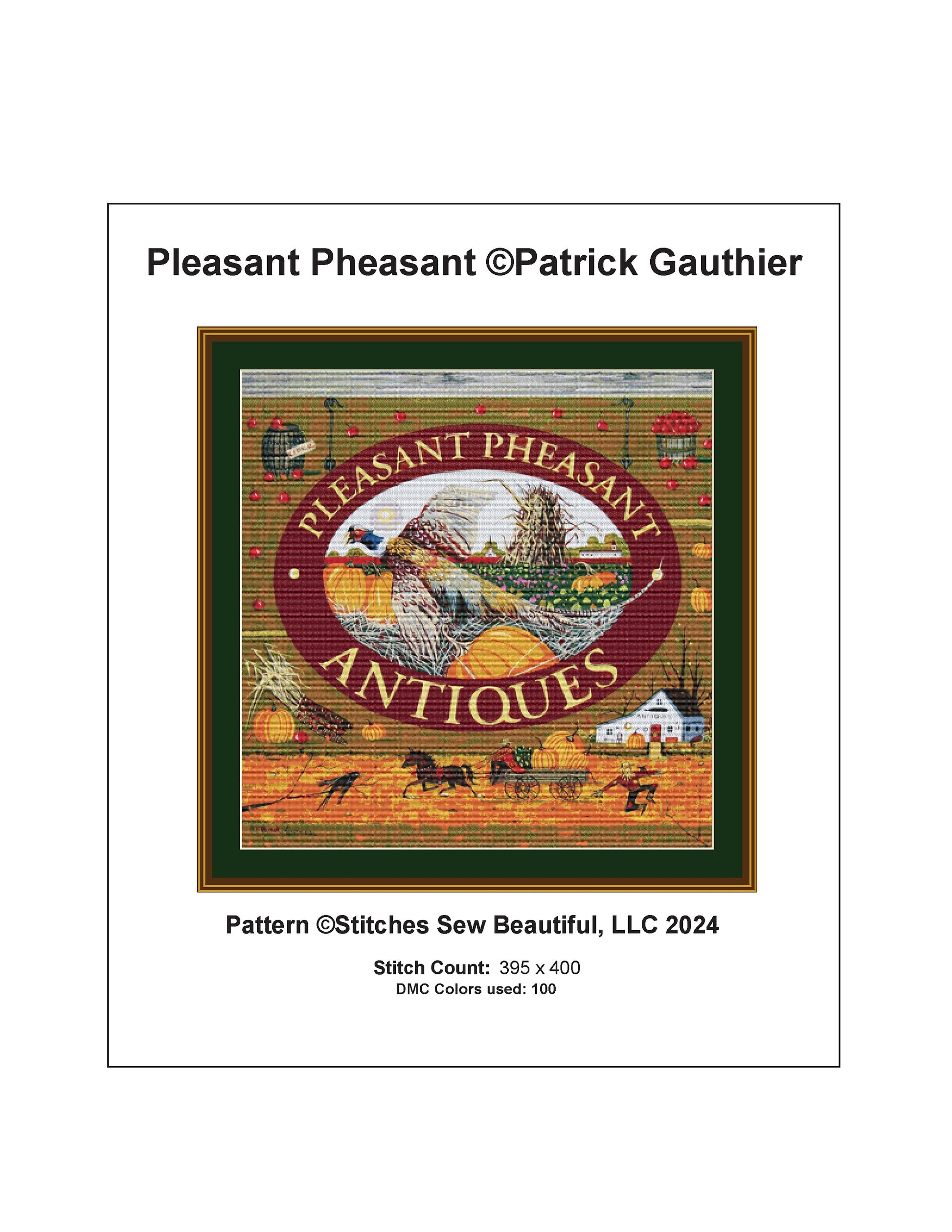 Pleasant Pheasant cross stitch pattern by Patrick Gauthier