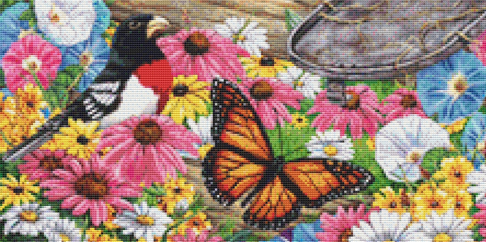 Home Sweet Home Blue Bird and Mailbox (Max Colors) cross stitch pattern by Rose Mary Berlin/Ansada Art Licensing Group, LLC