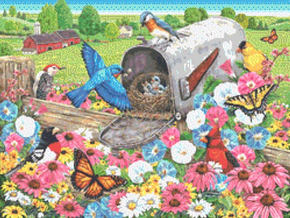 Home Sweet Home Bluebird and Mailbox (Small) cross stitch pattern by Rose Mary Berlin/Ansada Art Licensing Group, LLC