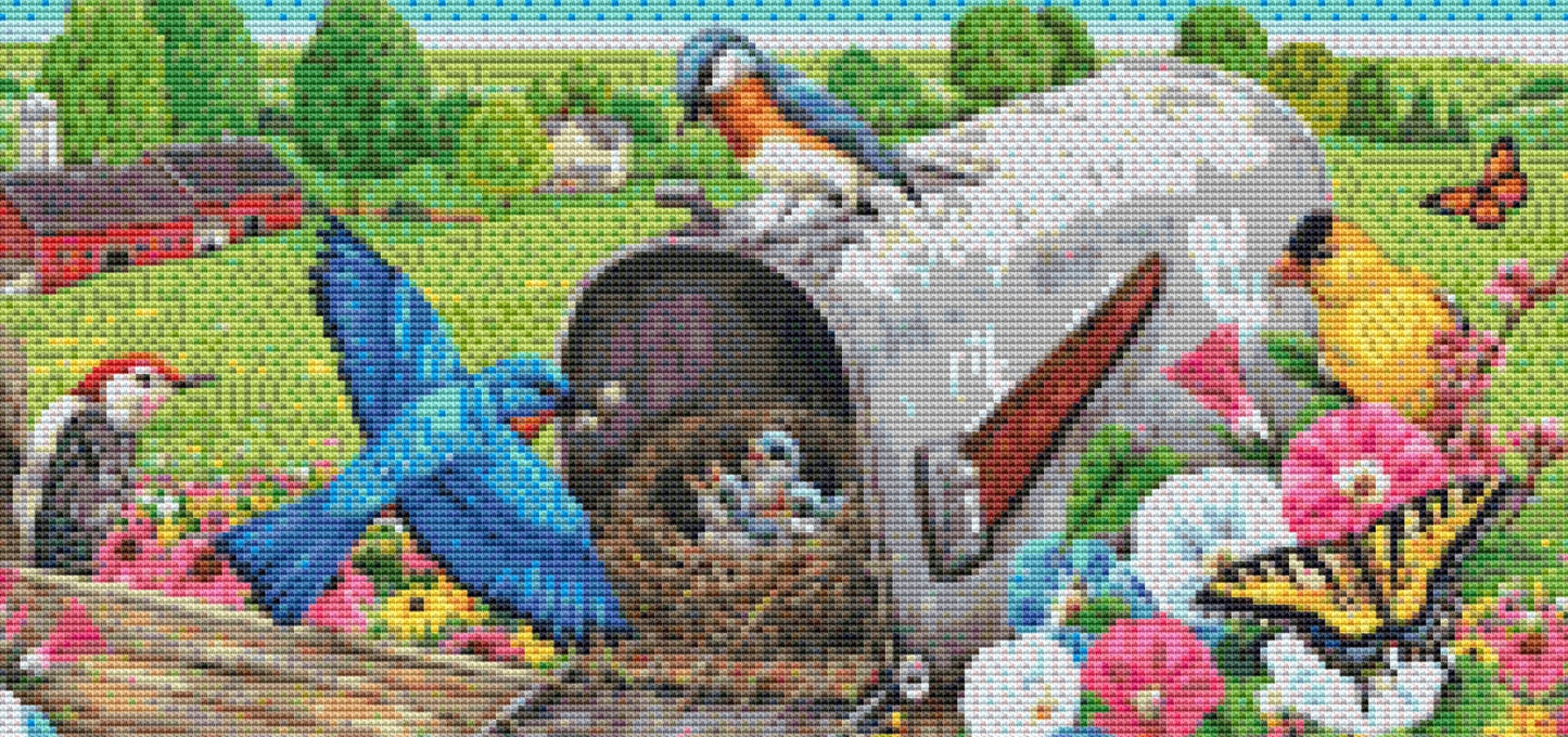 Home Sweet Home Bluebird and Mailbox (Small) cross stitch pattern by Rose Mary Berlin/Ansada Art Licensing Group, LLC