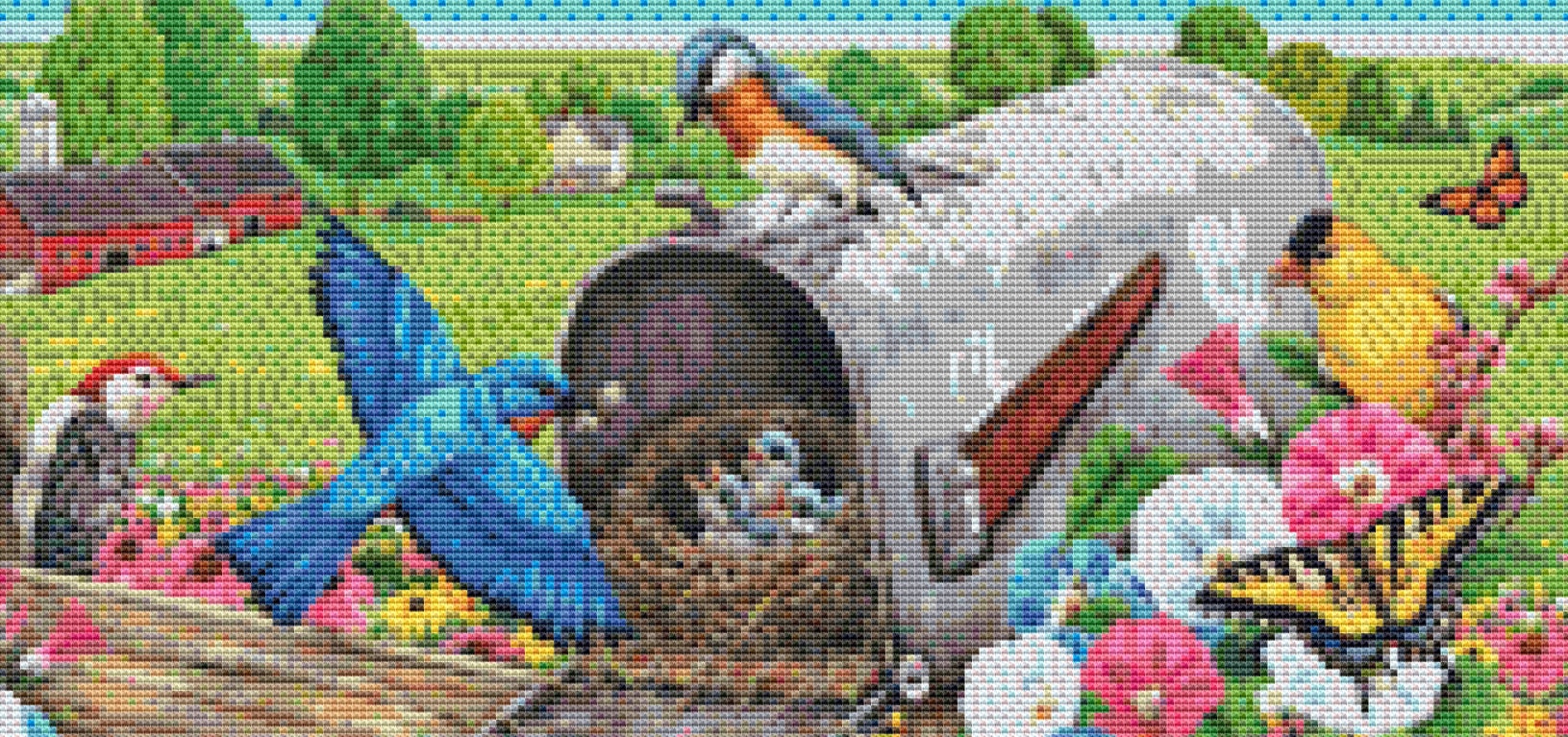 Home Sweet Home Bluebird and Mailbox (Small) cross stitch pattern by Rose Mary Berlin/Ansada Art Licensing Group, LLC