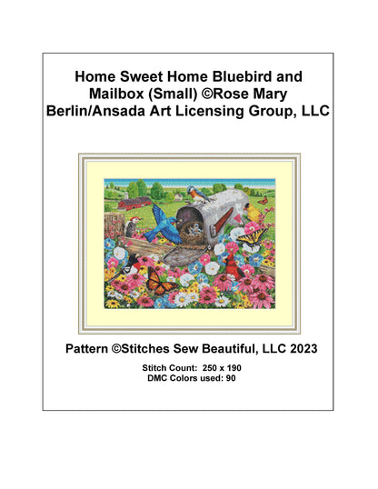 Home Sweet Home Bluebird and Mailbox (Small) cross stitch pattern by Rose Mary Berlin/Ansada Art Licensing Group, LLC