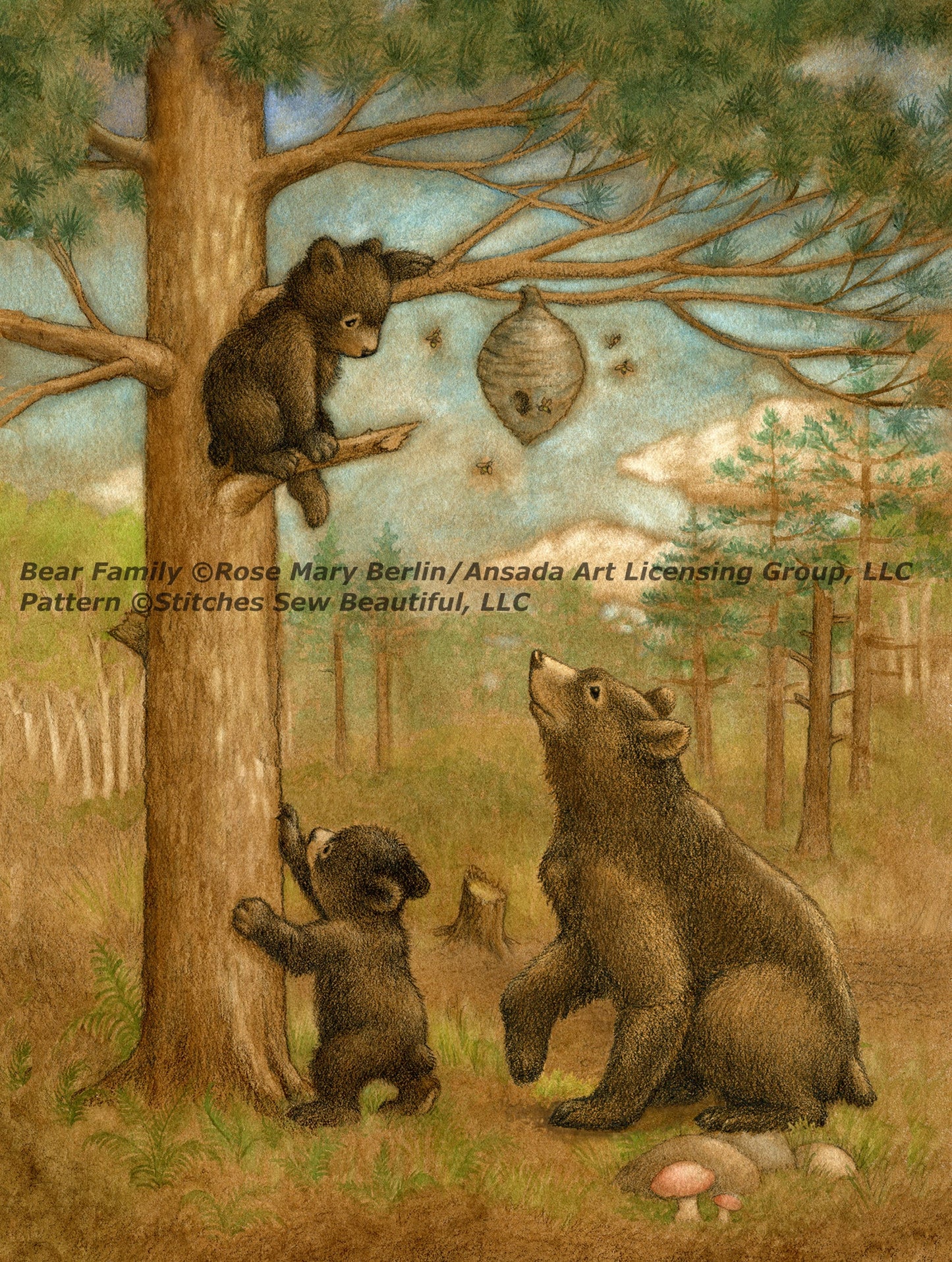Bear Family cross stitch pattern by Rose Mary Berlin/Ansada Licensing Group, LLC