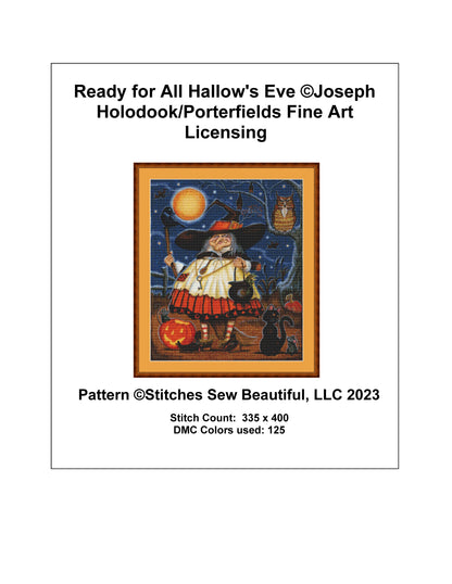 Ready for All Hallow's Eve cross stitch pattern by Joseph Holodook/Porterfields Fine Art Licensing