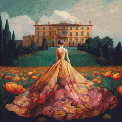 Woman in a Field of Flowers 10 cross stitch pattern by Eder Jose Rosa