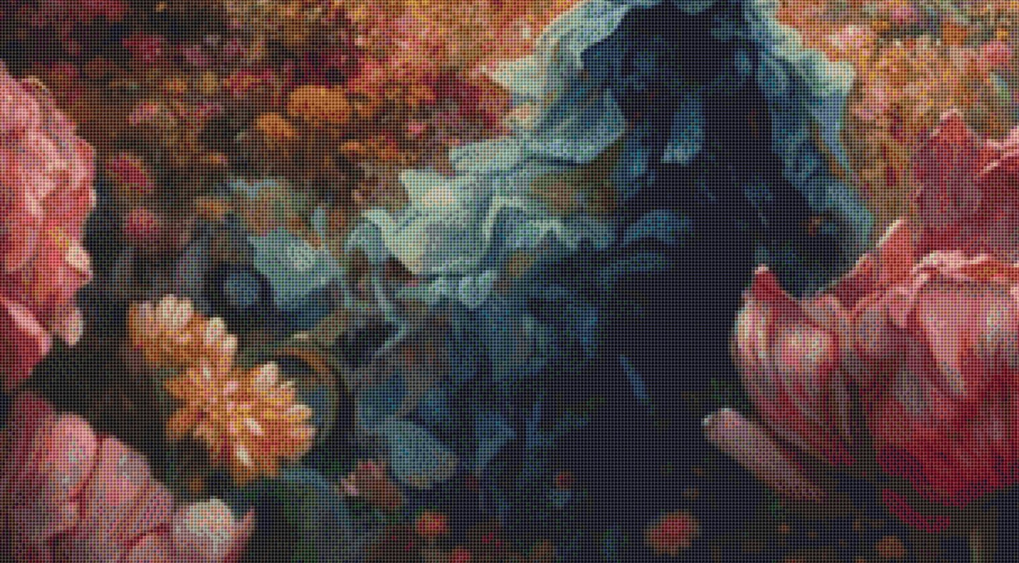 Woman in a Field of Flowers 18 cross stitch pattern by Eder Jose Rosa