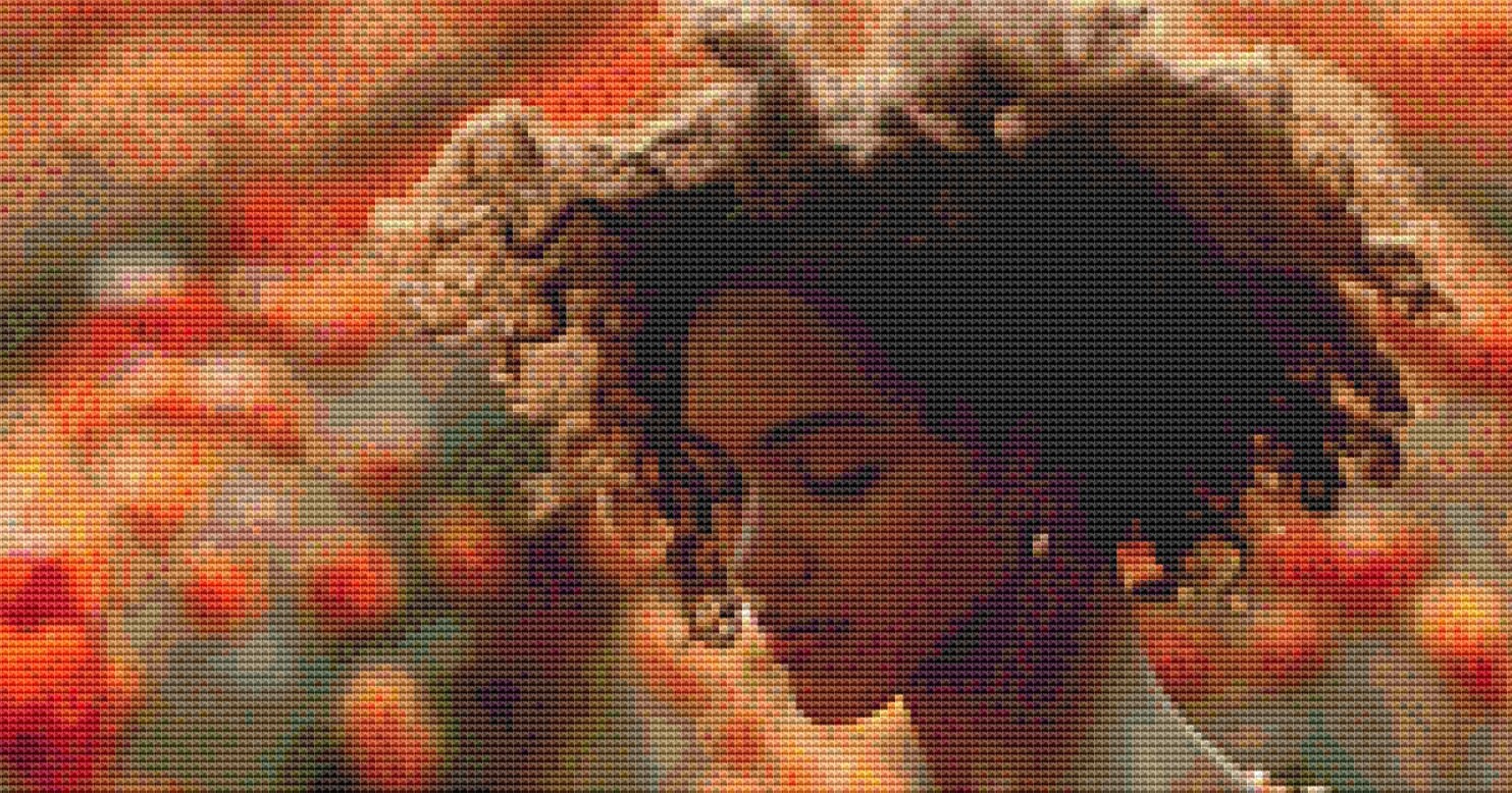 Woman in a Field of Flowers 8 (Max Colors) cross stitch pattern by Eder Jose Rosa