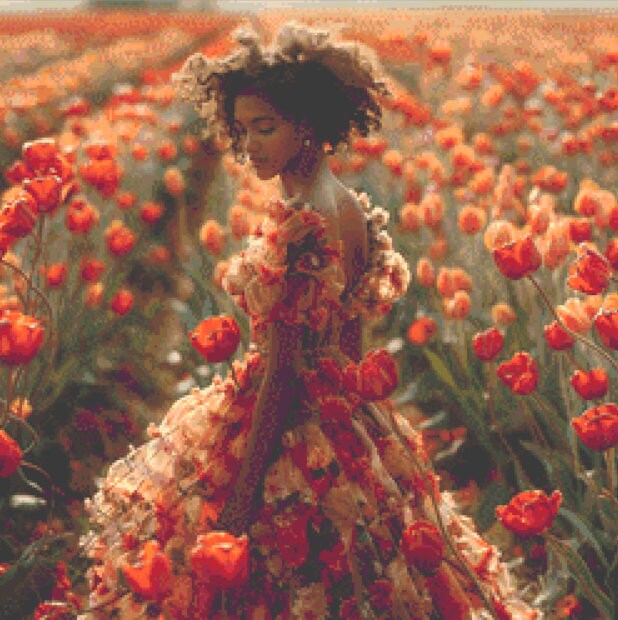 Woman in a Field of Flowers 8 (Small) counted cross stitch pattern by Eder Jose Rosa