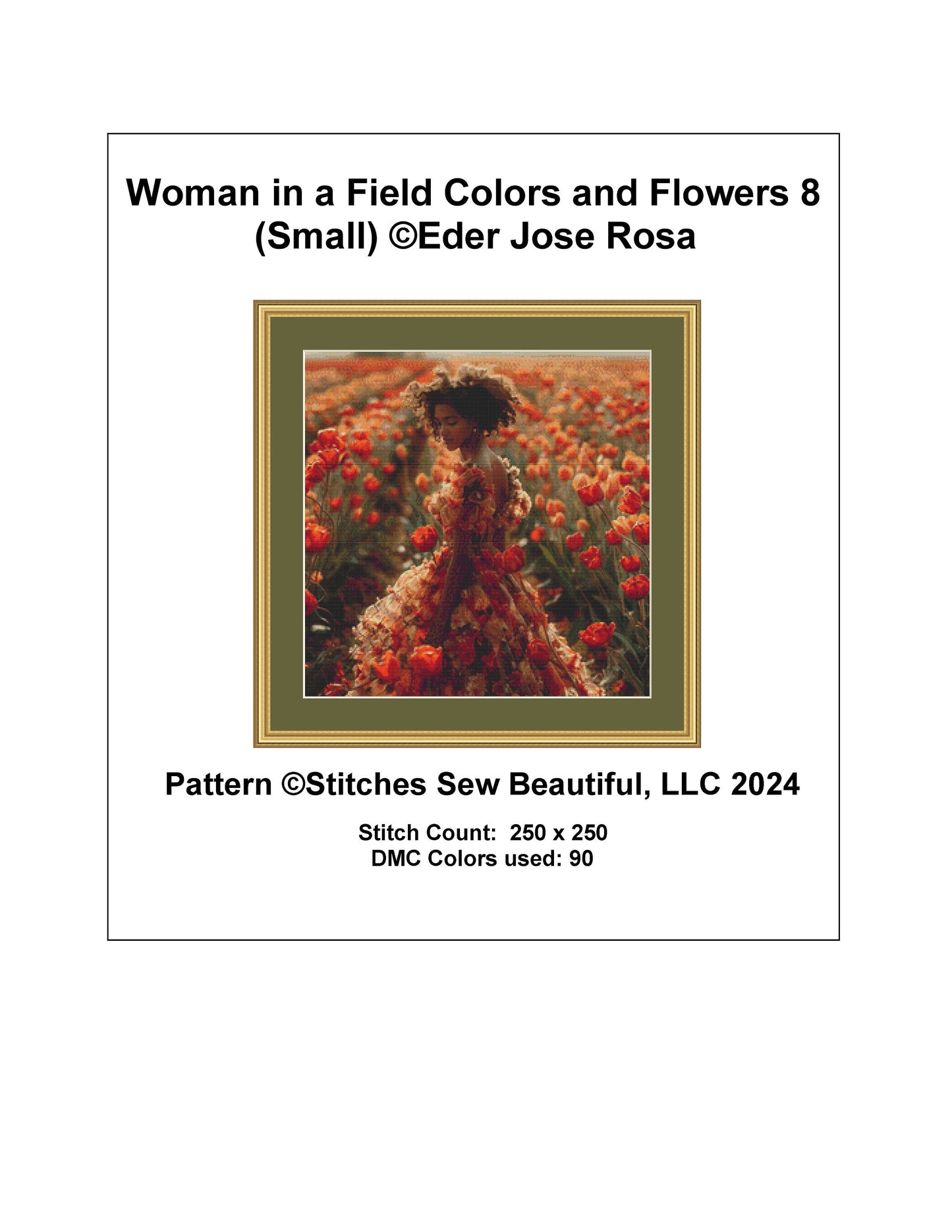 Woman in a Field of Flowers 8 (Small) counted cross stitch pattern by Eder Jose Rosa