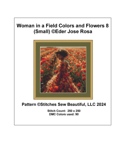 Woman in a Field of Flowers 8 (Small) counted cross stitch pattern by Eder Jose Rosa