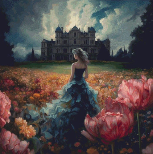 Woman in a Field of Flowers 18 (Max Colors) cross stitch pattern by Eder Jose Rosa