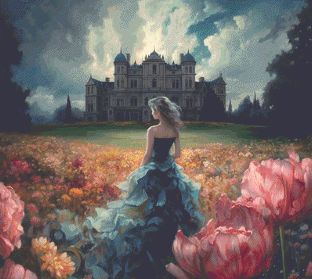 Woman in a Field of Flowers 18 (Max Colors) cross stitch pattern by Eder Jose Rosa