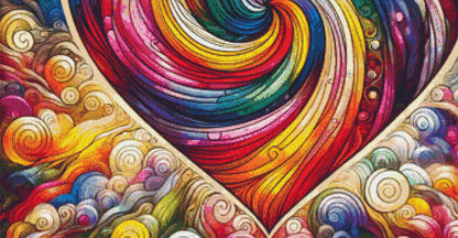 Spiral Spectrum Heart cross stitch pattern by World of Love Hearts/Adrian G. Eyre