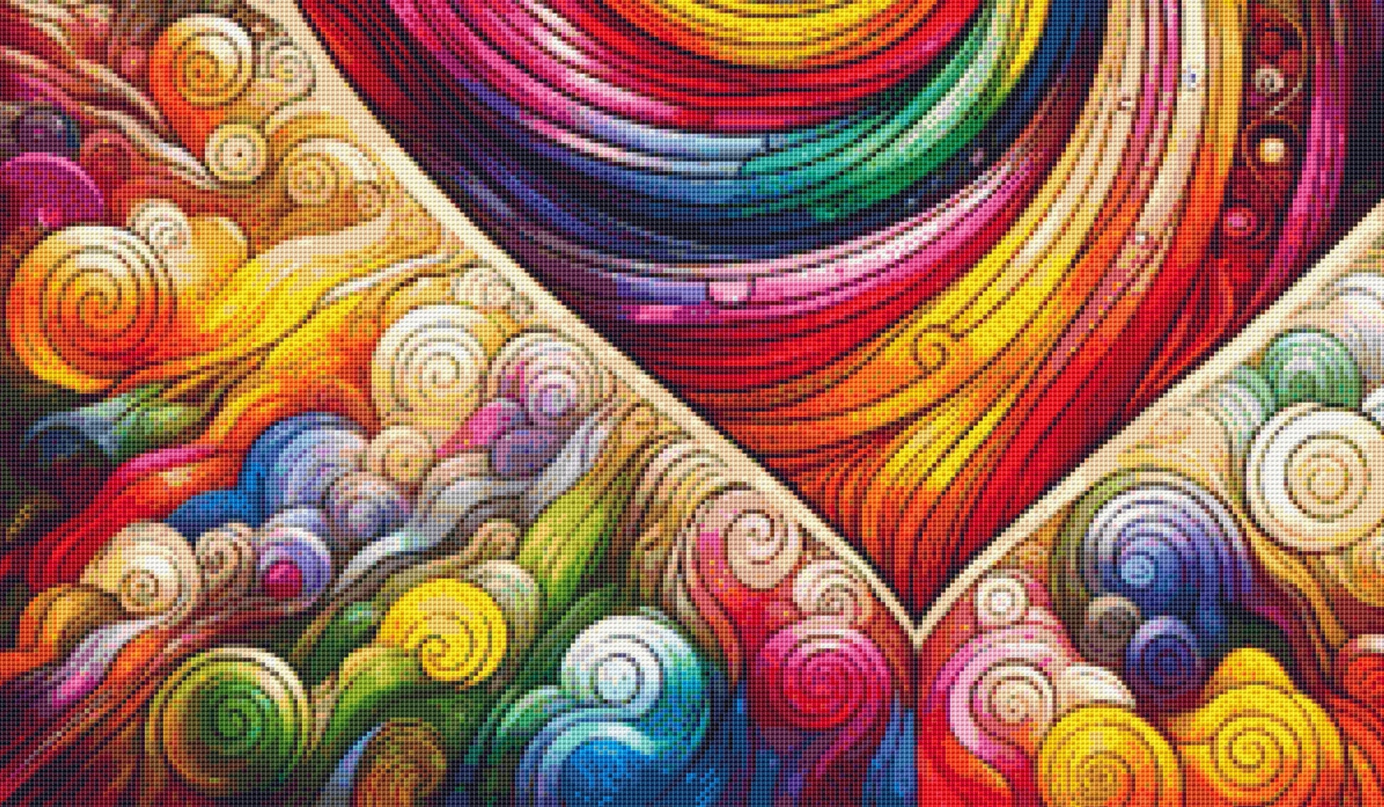 Spiral Spectrum Heart (Max Colors) cross stitch pattern by World of Love Hearts/Adrian G. Eyre