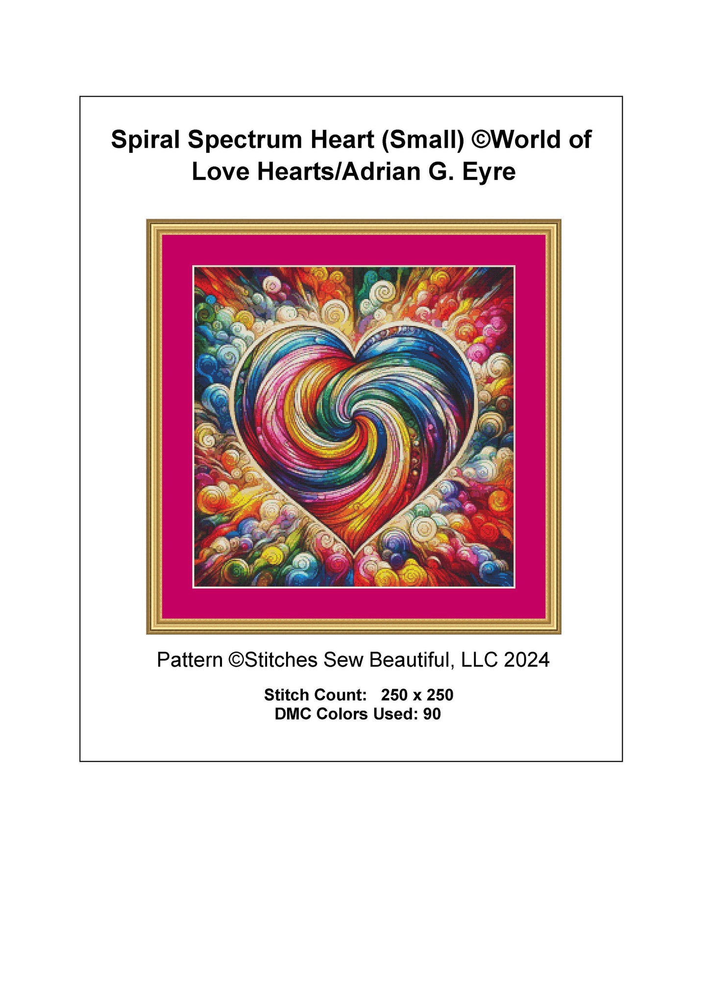 Spiral Spectrum Heart (Small) cross stitch pattern by World of Love Hearts/Adrian G. Eyre
