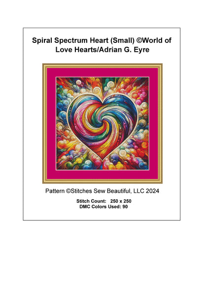 Spiral Spectrum Heart (Small) cross stitch pattern by World of Love Hearts/Adrian G. Eyre