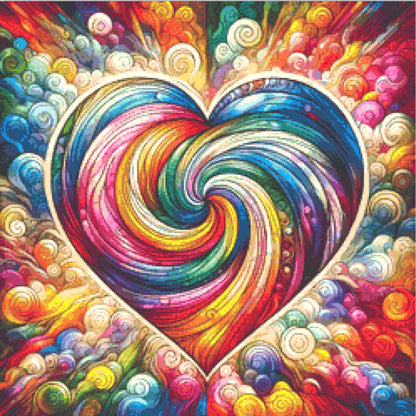 Spiral Spectrum Heart (Small) cross stitch pattern by World of Love Hearts/Adrian G. Eyre