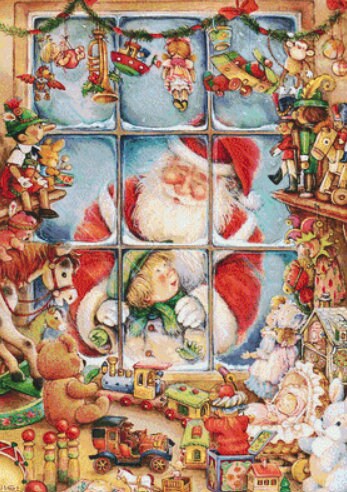Window Shopping With Santa (Max Colors) cross stitch pattern by Lisi Martin/AB Pictura, Karlstad, Sweden