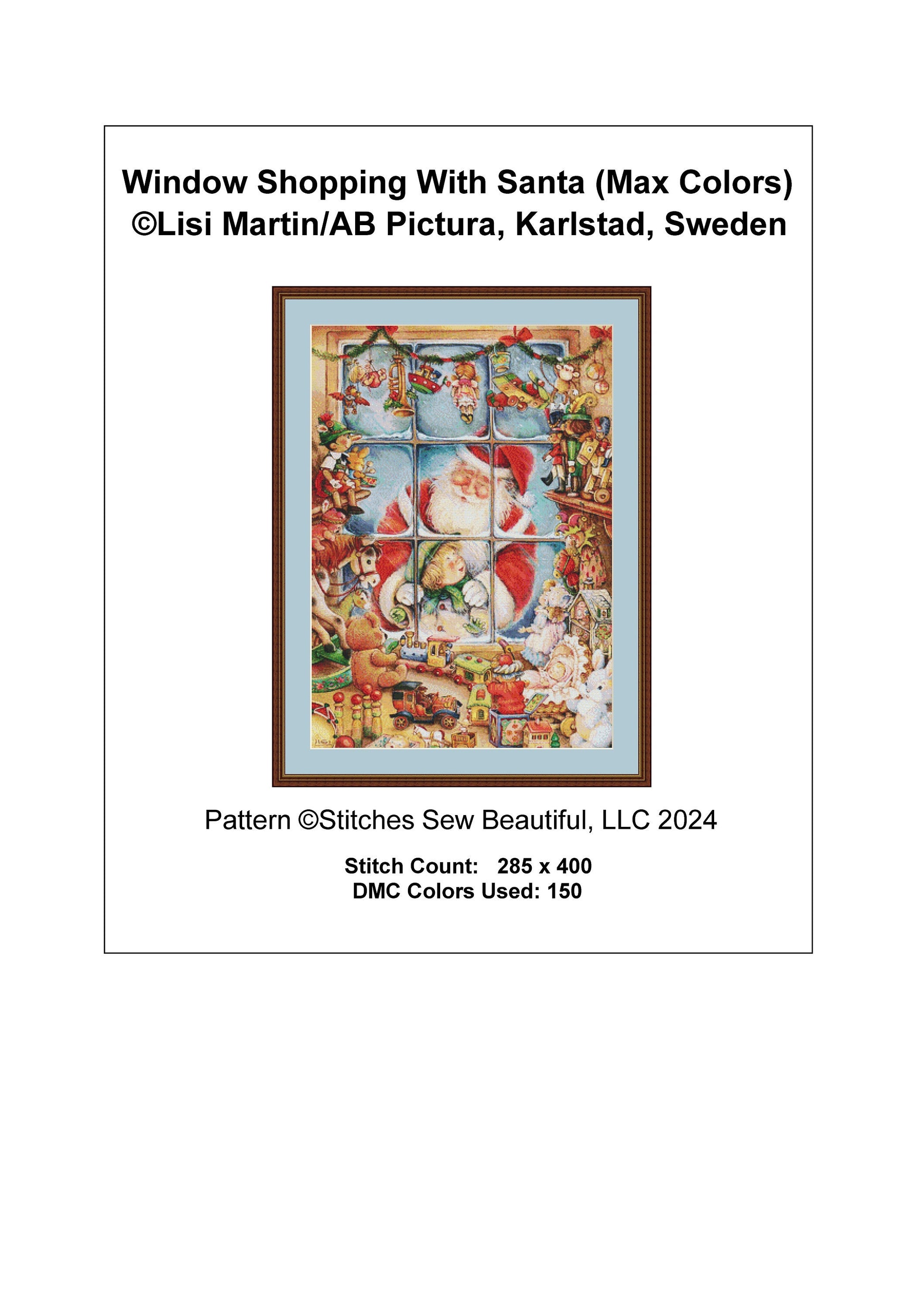 Window Shopping With Santa (Max Colors) cross stitch pattern by Lisi Martin/AB Pictura, Karlstad, Sweden