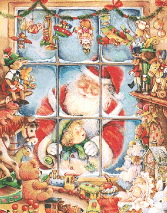 Window Shopping With Santa cross stitch pattern by Lisi Martin/AB Pictura, Karlstad, Sweden